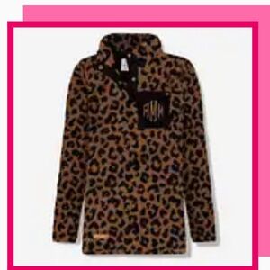 Leopard Print Fleece Pullover - Brown & Black
